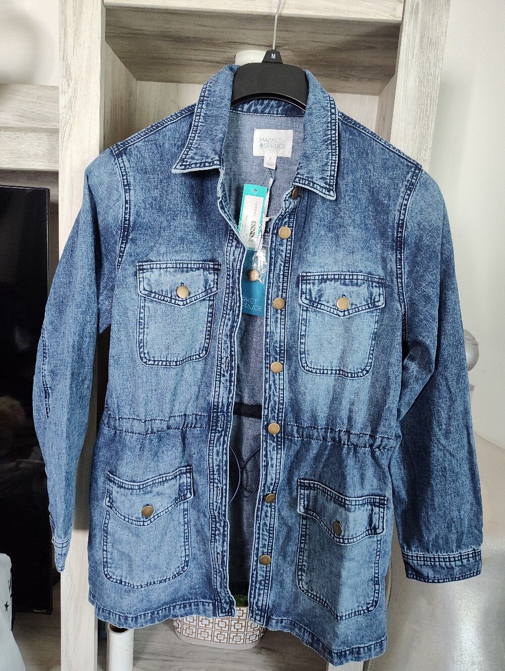 Market & Spruce Women's Denim Jacket - Light Blue Wash SZ M New With Tags